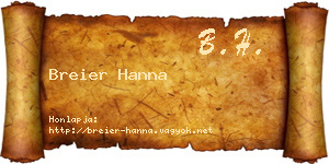 Breier Hanna névjegykártya